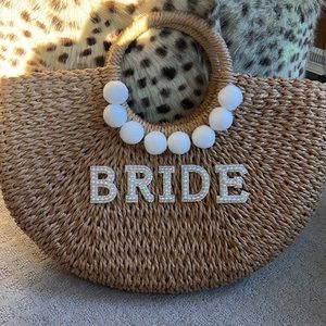 Bride straw tote bag